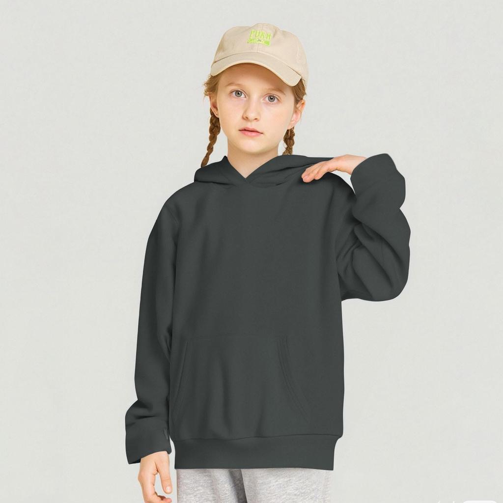 Kids Hooded Pullover Sweatshirt - Color Loose Fit Casual Top for Boys and Girls