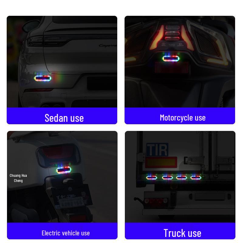 Solar-Powered Anti-Tailgating LED Warning Rear Light for Vehicles