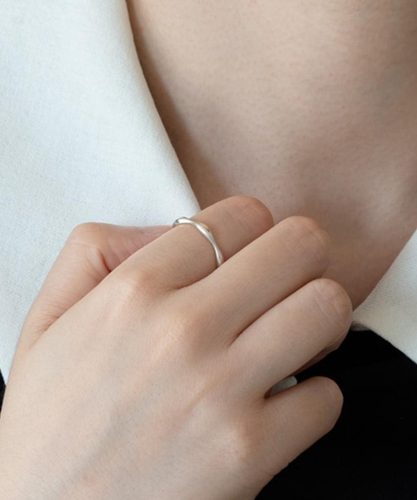 Alleun Silver 925 Thumb Wave Silver Couple Bold Ring (Type B)