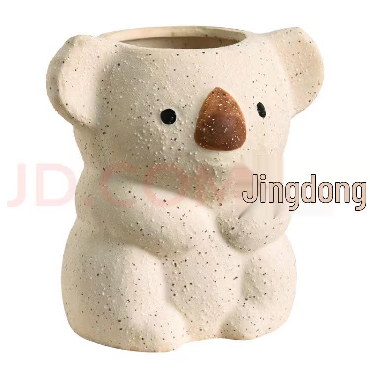 Cute Koala Retro Resin Flower Pot - Succulent Bonsai Holder & Makeup Storage Vase
