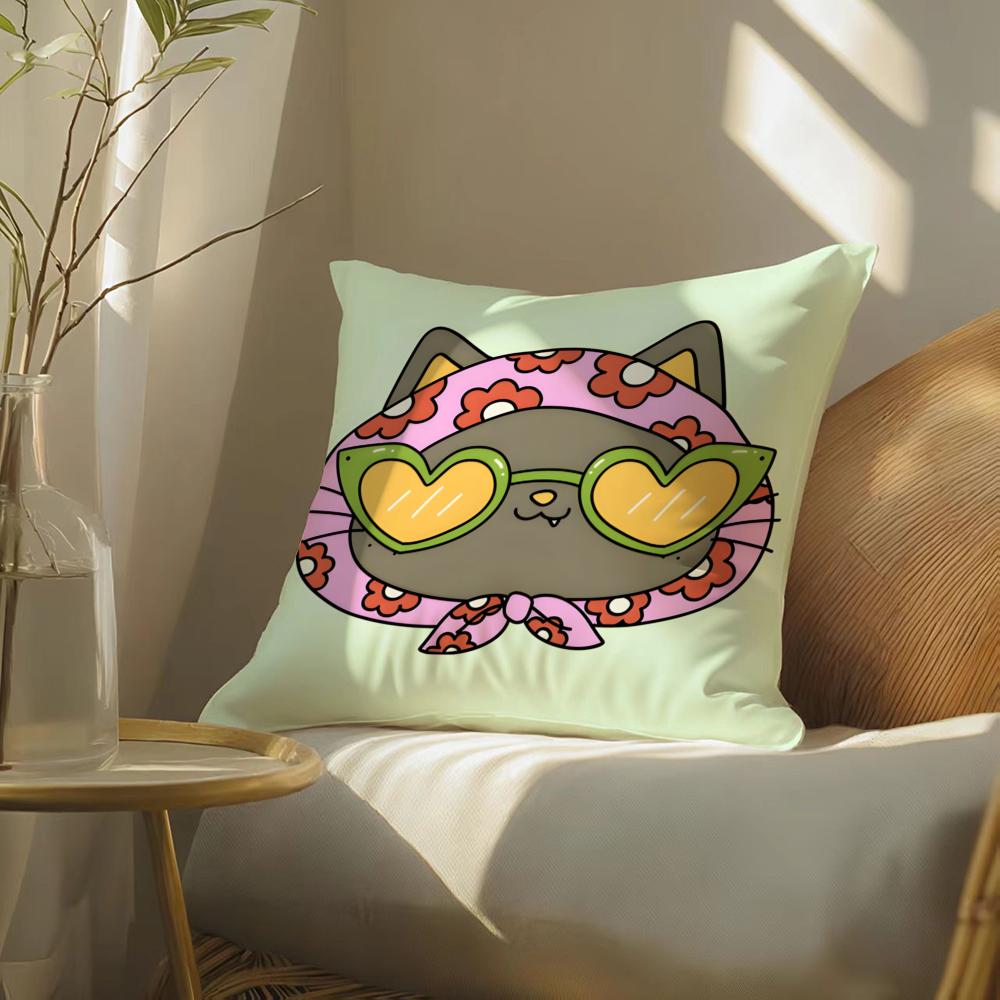 Funny and surprising cat patterns Cushion Cover Silky elegant Comfort Sofa Bed Invisible zipper Beach pillowcase