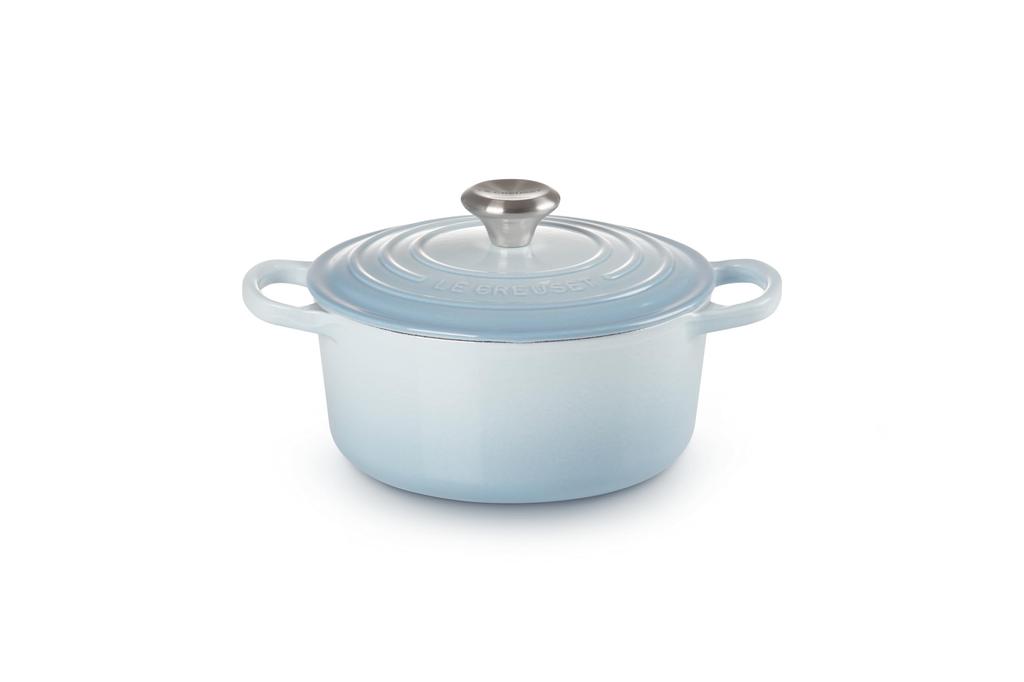 Le Creuset Litý smaltovaný hrnec Signature Cocotte Ronde 18 cm, plynová trouba Coastal Blue IH, kompatibilní s japonskou [Autorizovaný produkt]