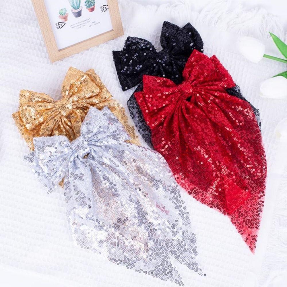 Big Bows Sequin Bow Hair Clip Handmade Bowknot Hair Accessories Party Accessories