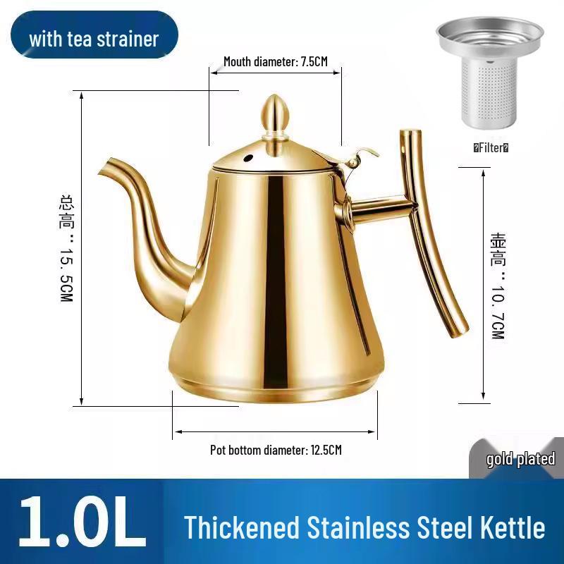Stainless Steel Kashi Teapot & Coffee Pot with Filter, Cold Water Kettle for Induction Cooker, Light Luxury Design