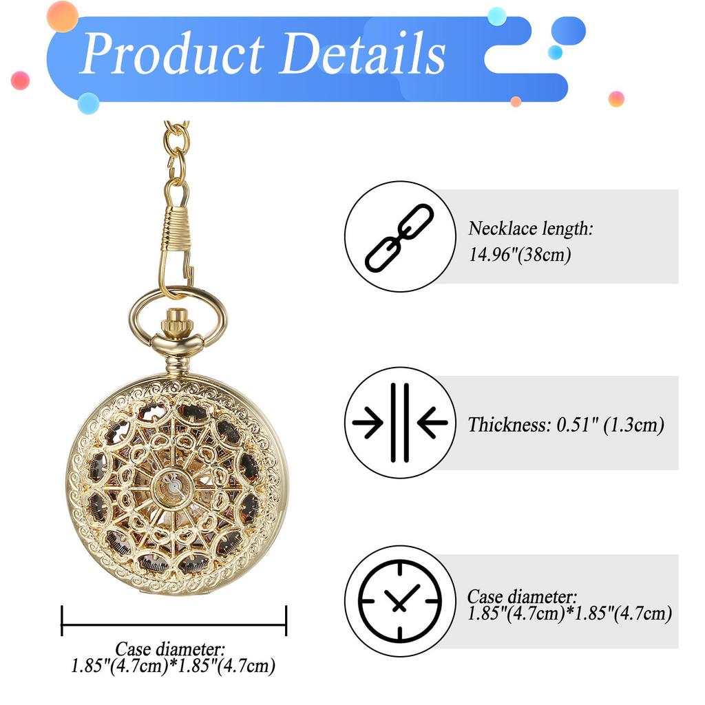 Pocket Watch Automatic Mechanical Skeleton Antique Roman Analog Display Men's Pocket Watch Pendant Watch Silver Gold