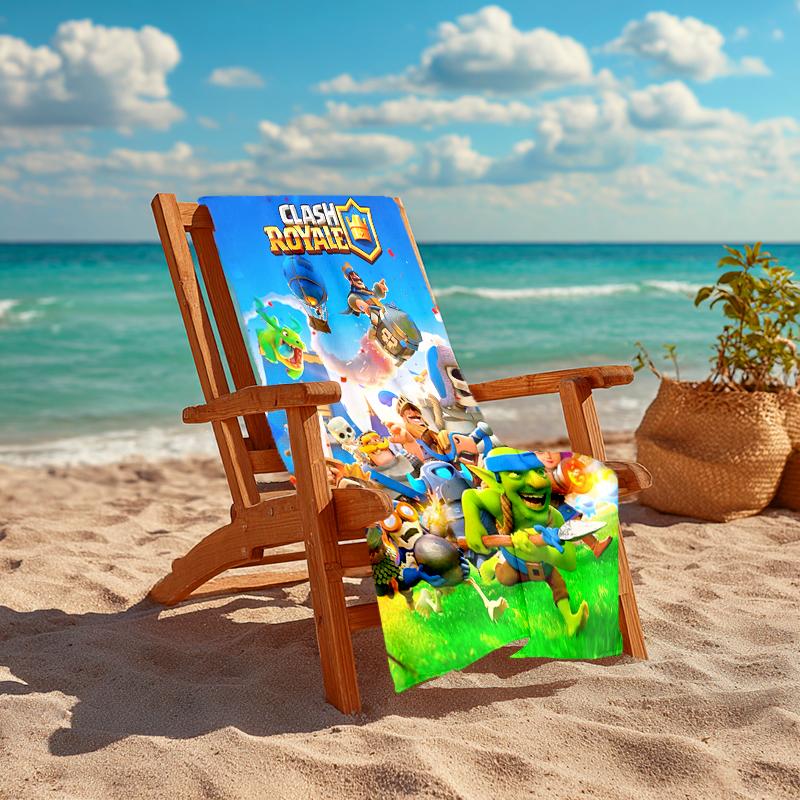 Ultra-Soft Beach Towel with Clash Royale Theme,Ideal for Pool - Camping, Diving - Perfect Travel Essential, Vibrant Beach Towel.