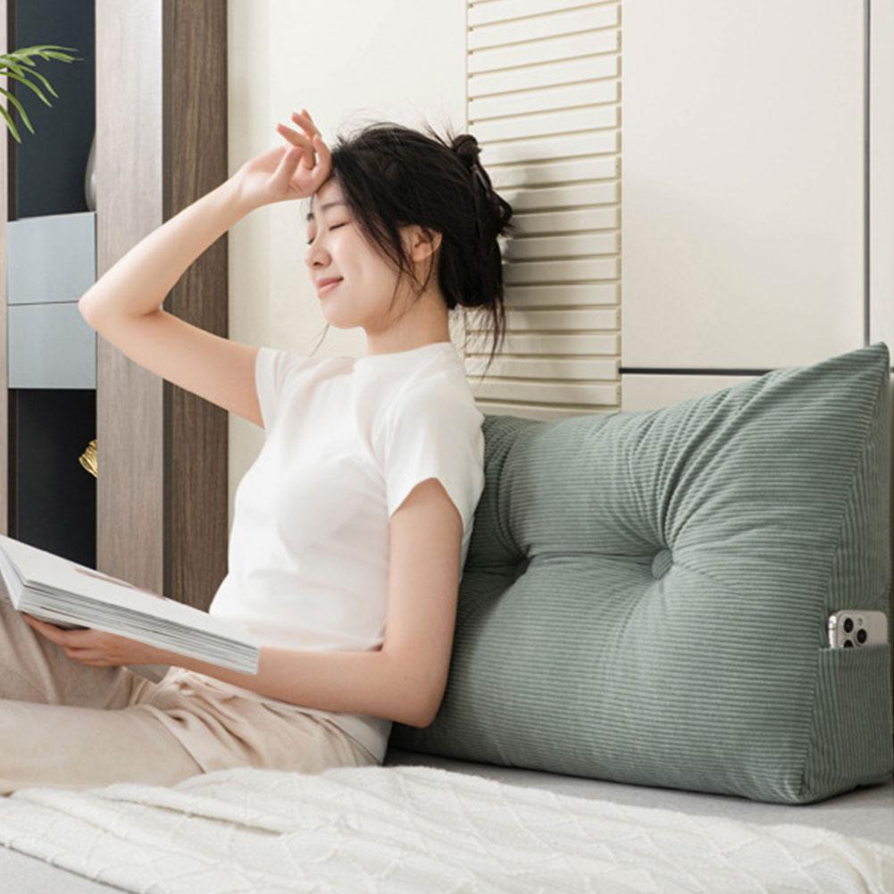 European Headboard Pillow Triangular Wedge Headboard Cushion Thickened Bed Headrest Pillow Removable Reading Backrest