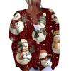 Women's Fashion Christmas Printed Long Sleeve Knitted Cardigan Button Down Jacket