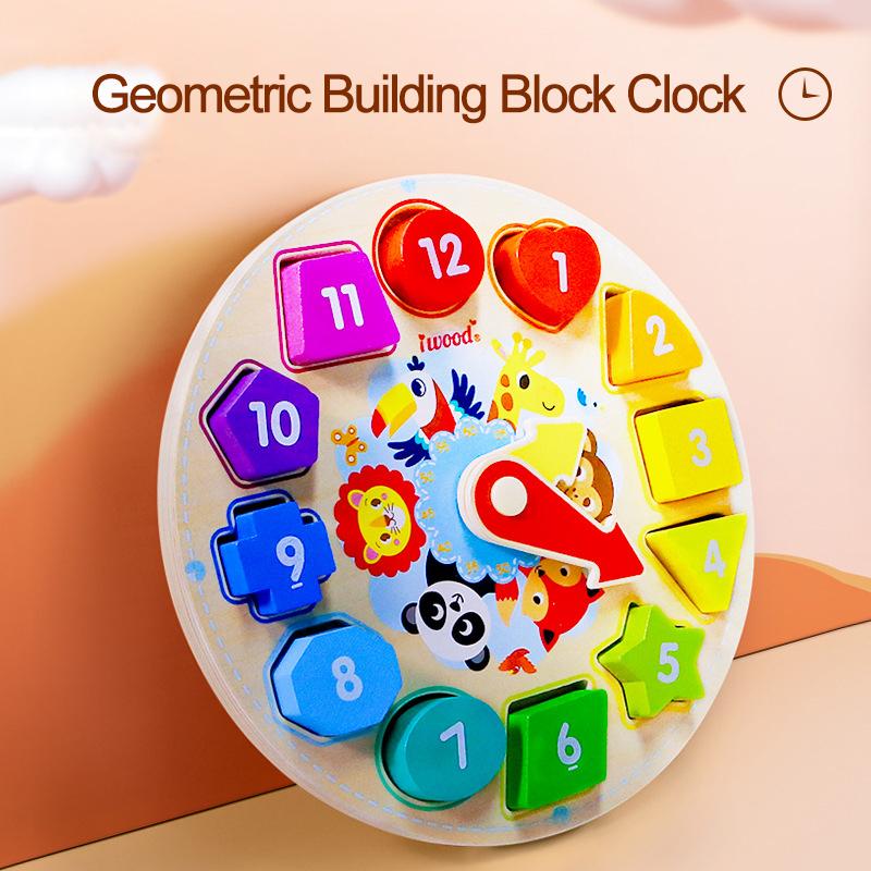 Building Block Clock Toy for Children / Digital Educational Early Learning Toy / Time Recognition Bead Set