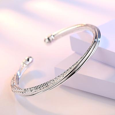 Mode 925 Sterling Silber Frau Charme Manschette Armband Linellae Einstellbare Armreif Mädchen Party Schmuck Geschenke Weihnachten