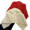 Süße Bärenwollmütze Damen Herbst und Winter Großer Kopfumfang Warme Ohrenschützer Mütze Vielseitige Gesichtsverkleinerung Kopf Gestrickte Mütze Trend