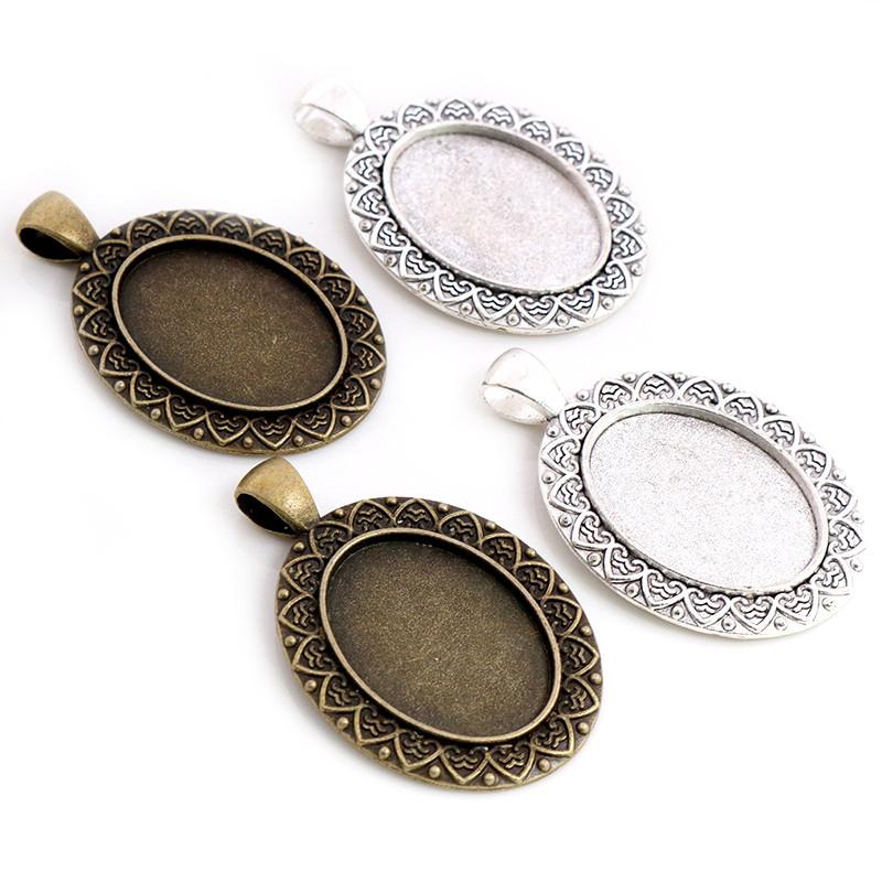 10pcs 18x25mm Inner Size 5 Colors Plated Classic Style Cameo Cabochon Base Setting Charms Pendant necklace findings