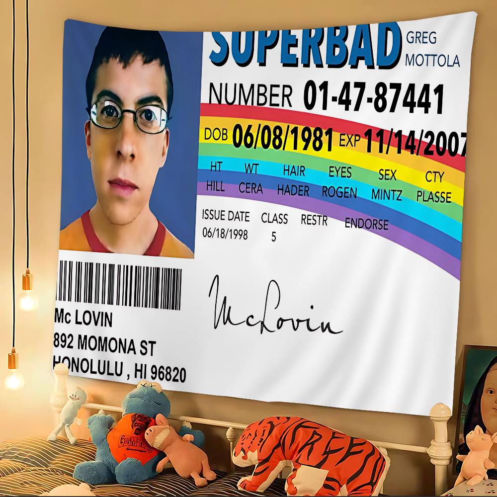 Mclovin Movie Superbad Printed Large Wall Tapestry Hanging Tarot Hippie Wall Rugs Dorm Cheap Hippie Wall Hanging 74x94cm(29x37in)
