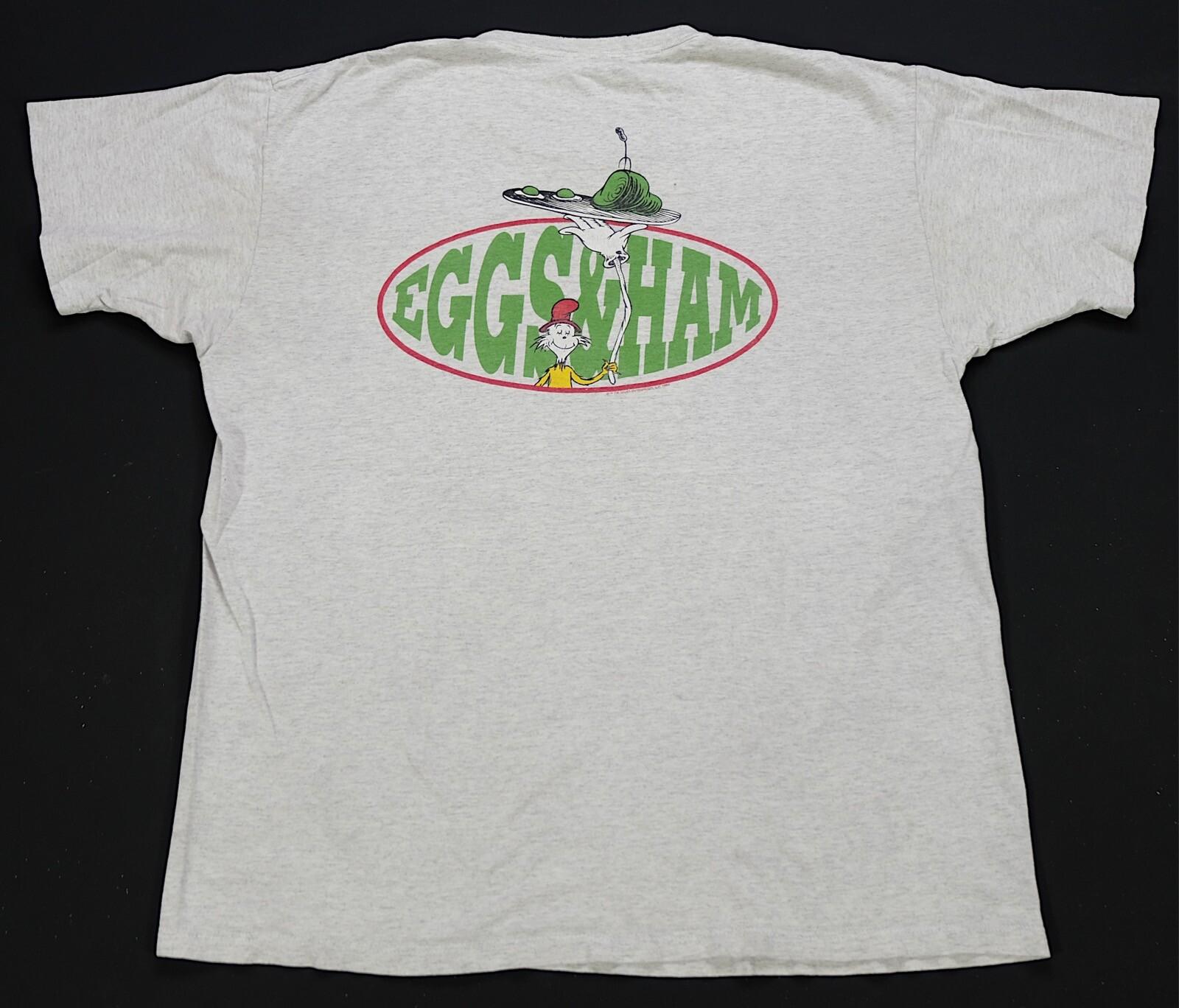 Rare Vintage DR SEUSS Green Eggs Ham 1994 Single Stitched T Shirt 90s Gray S