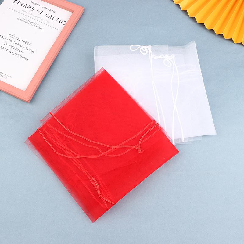 Véu de noiva de 1,4 m com fio de seda e borda de 1 camada, véu de cabeça de noiva branco e vermelho