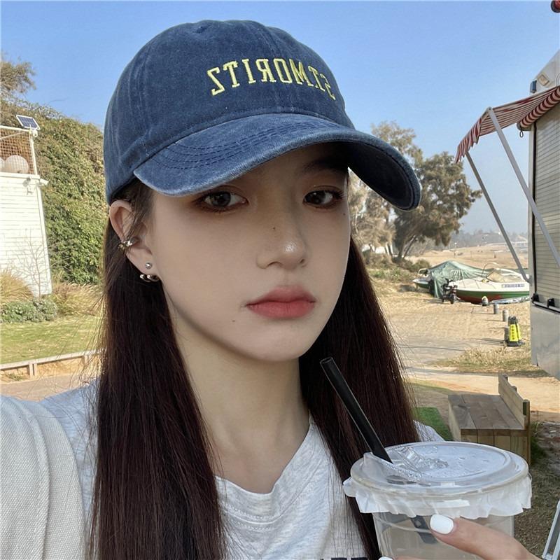 Denim hat women's summer new embroidery letter brown cap street racket sunshade versatile casual baseball cap