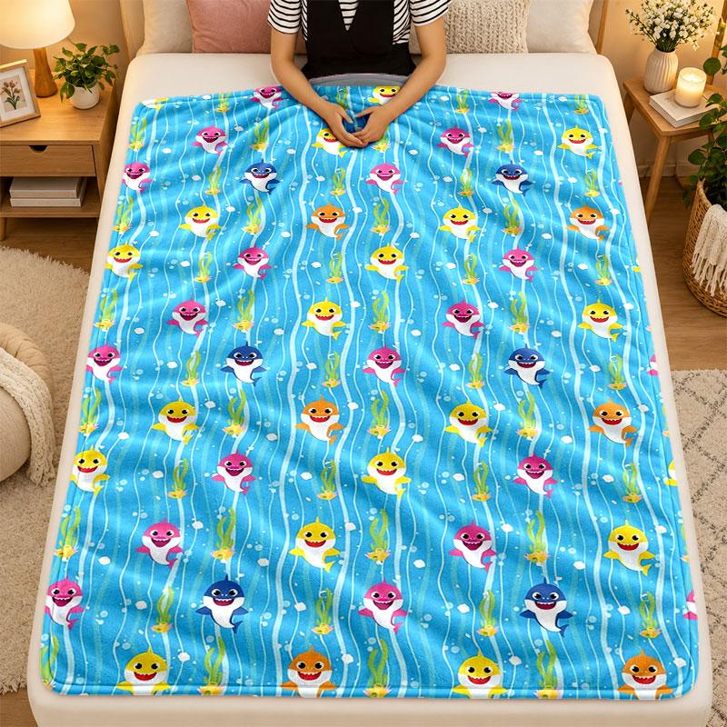 Flannel BlanketBaby Shark Warm Soft Throw Blanket for Indoor Sofa Bed Living Room Use