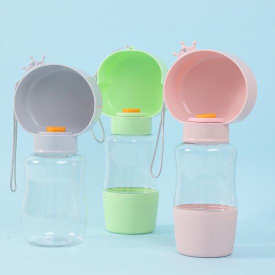 Portable Dog Water Bottle Leak-Proof Pet Water Dispenser with Drinking Bowl Food Compartment Travel Pet Feeder for Dogs Cats Hiking Walking Outdoor