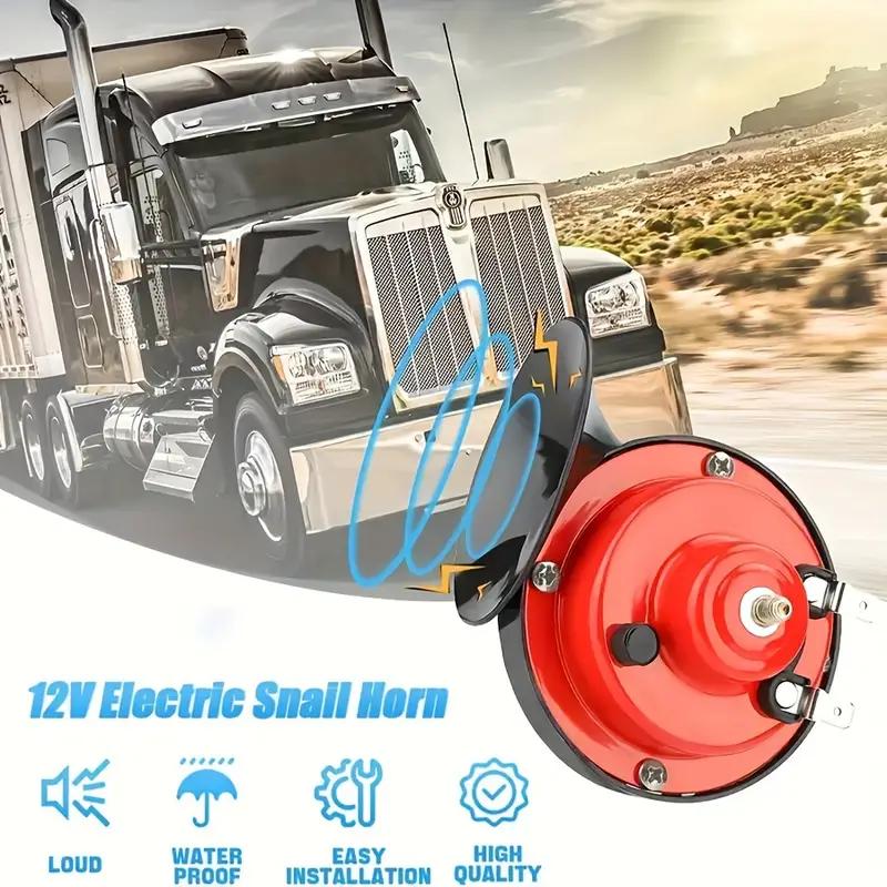 Waterproof Train Horn Suitable for Trucks, Boats, Cars, Motorcycles, Bicycles, Super Snail Horn, Red, Black, 12V