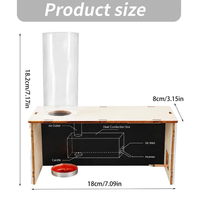Wind Formation Demonstration Apparatus With Wooden Slotted Box and Clear Outlet Tube, Hands-On Airflow Science Activity for Classroom Learning