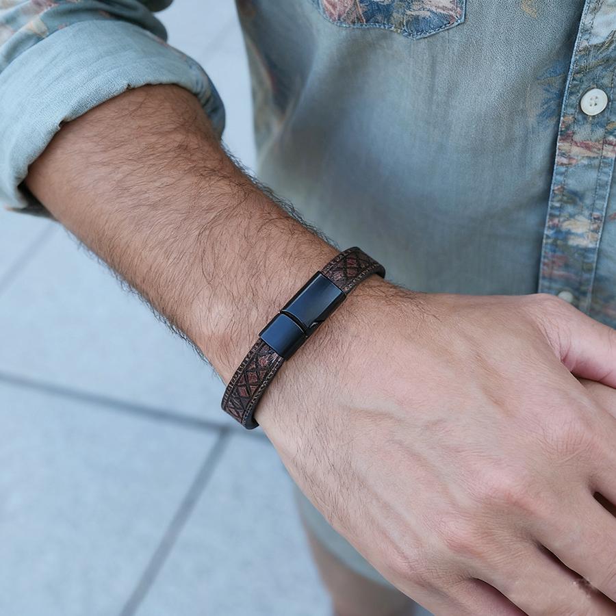 New Simple Style Men Leather Bracelet Brown Black Detachable Magentic Buckle Bangle Hiphop Rock Punk Braslet Pulseria Hombre коричневый