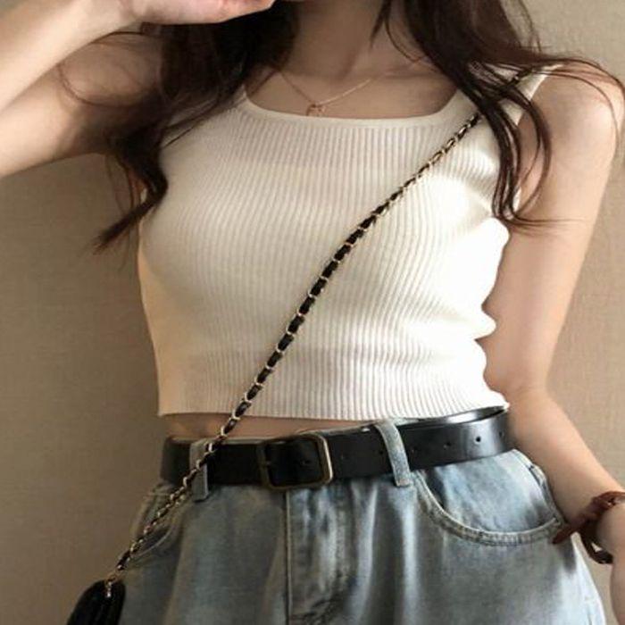 2026 Summer Women s Knit Hollow Out Sleeveless Camisole Top: French Style Base Layer S (75-85 jin)