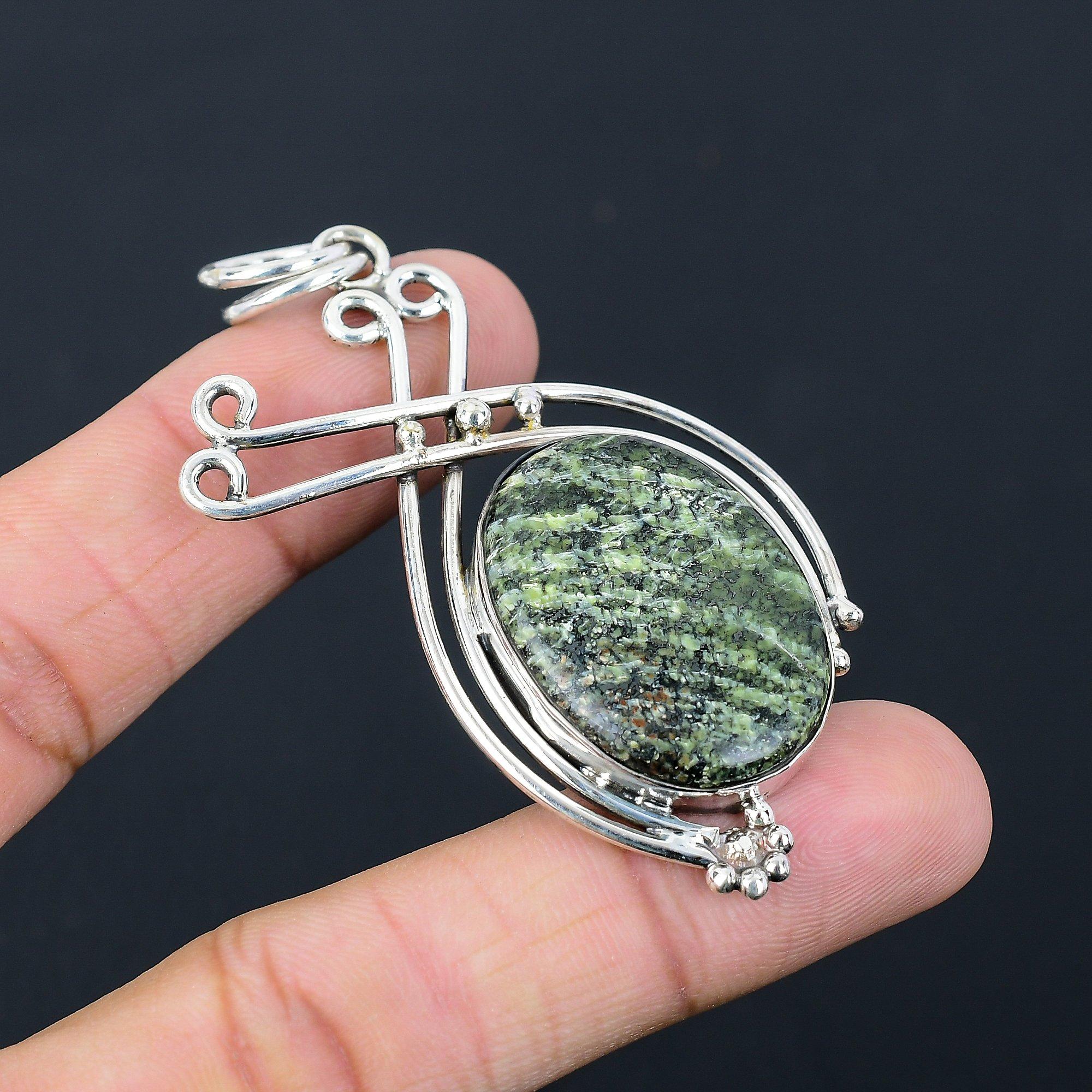 Mothers day Sale Sterling Silver Natural Green Swiss Opal Sister Pendant Jewelry