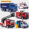 Children's Pull-Back Alloy Fire Truck Toy with Sound and Light