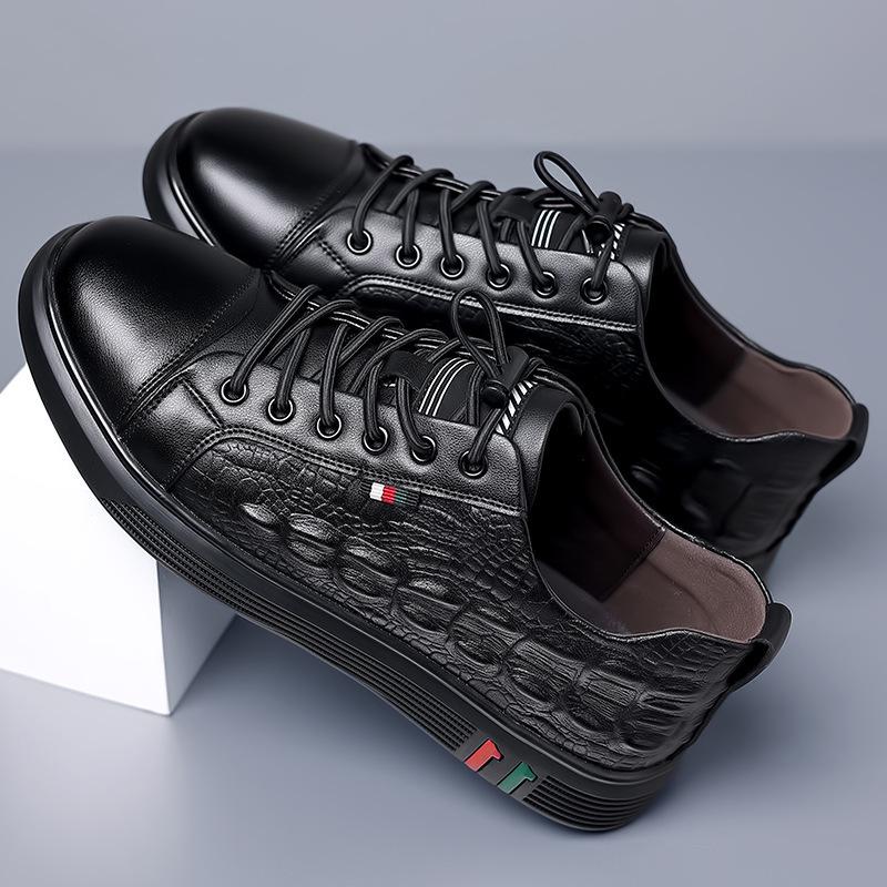 Pantofi Casual din Piele Naturală pentru Bărbați, Pantofi Plați de Skateboard cu Imprimeu Crocodil, Adidași Cool Slip-on