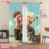 2pcs   plane printing Print Curtains Grandparents embrace1 Polyester (without rod) Room Decor for Kitchen   Bedroom & Living