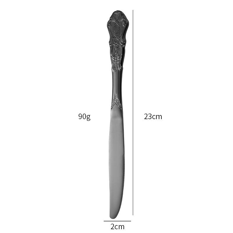 Elegant Stainless Steel Cutlery Set: Royal Court Embossed Steak Knife, Fork & Dessert Spoon for Western Cuisine