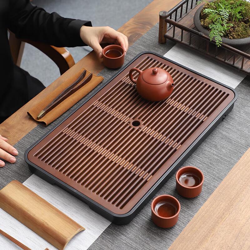 Qi Xuanyuan Rectangular Kung Fu Tea Tray with Drainage & Storage