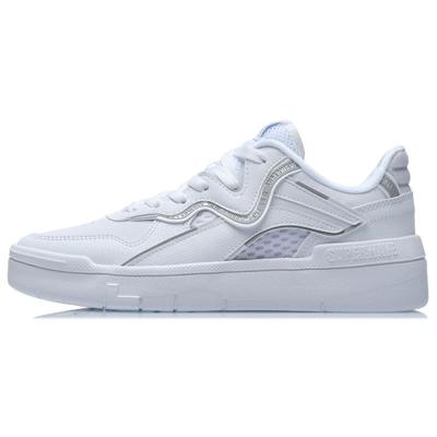 Li Ning We Wo Spwv Lite Antiderrapante Resistente ao Desgaste Leve Respirável Tênis de Skate de Cano Baixo Tênis Femininos Branco AGCR048-1