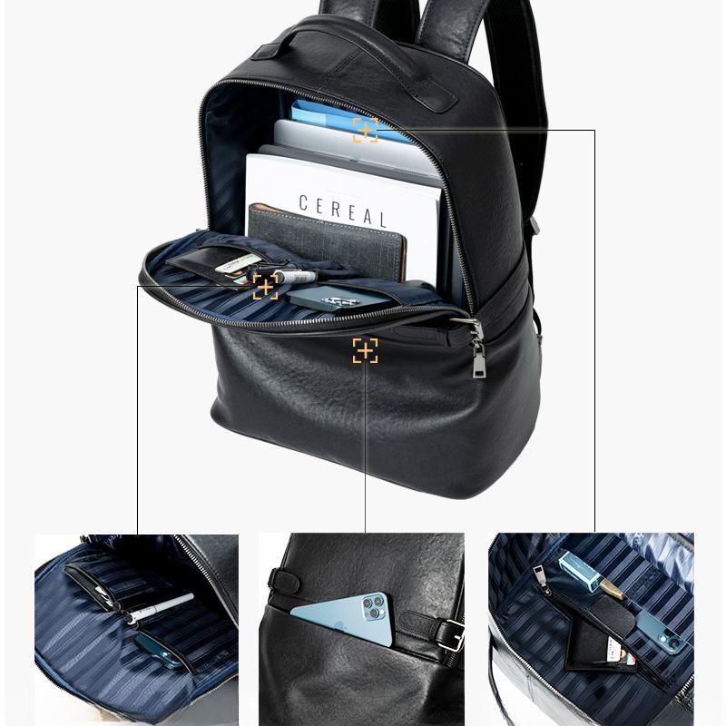 Genuine Leather Backpack Men's Business Bag Fashion Top Layer Cowhide Backpack Casual Men's Computer Backpack