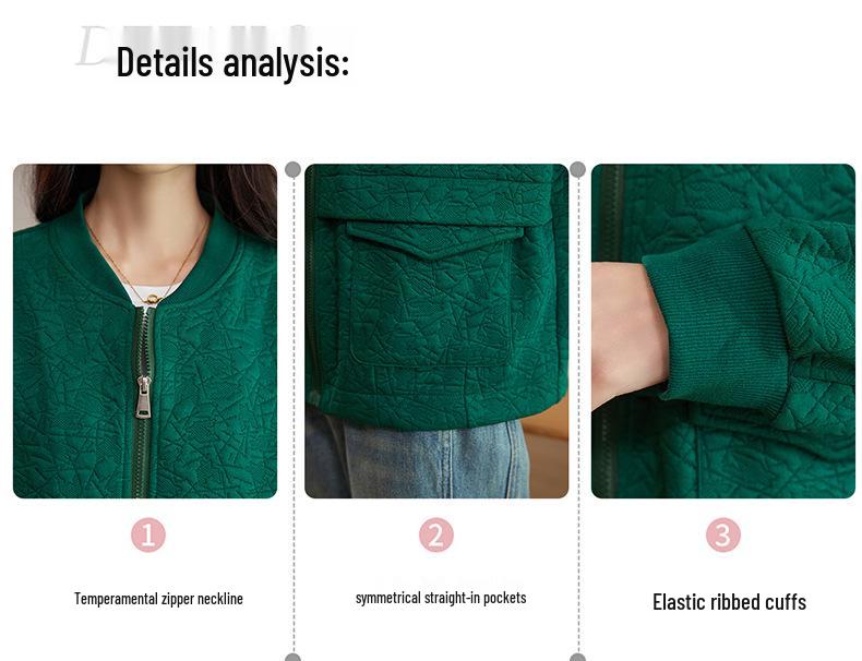 Plus Size Women's Casual Loose Round Neck Baseball Jacket - Short, Fat MM Style, Early Autumn 2024.