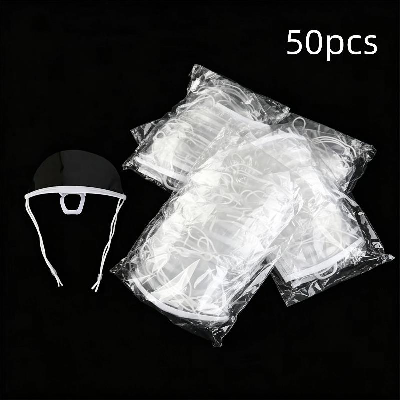 Easy Wear Transparent Anti Fog Mouth Shield 10/30/50PCS Reusable Clear Face Cover for Catering Bar Staff