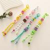 Colorful Acrylic Beads Keychain Lucky Letter Car Keyring Creative Mobile Phone Lanyard  Friend Gift