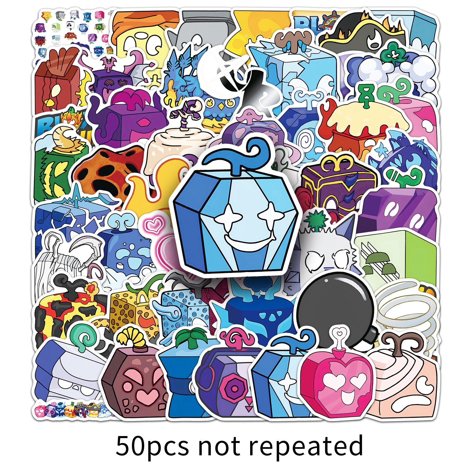 Blox Fruits Cartoon Doodle Stickers - 50 Fun, Creative Stickers for Suitcases & Notebooks