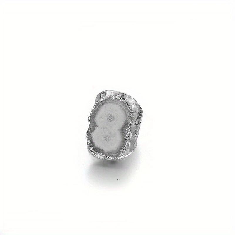 

Natural Stone Stainless Steel Ring Irregular Shape Agates Crystal Resizable Rings for Women Men Fashion Charm Jewelry Gift Ring белый
