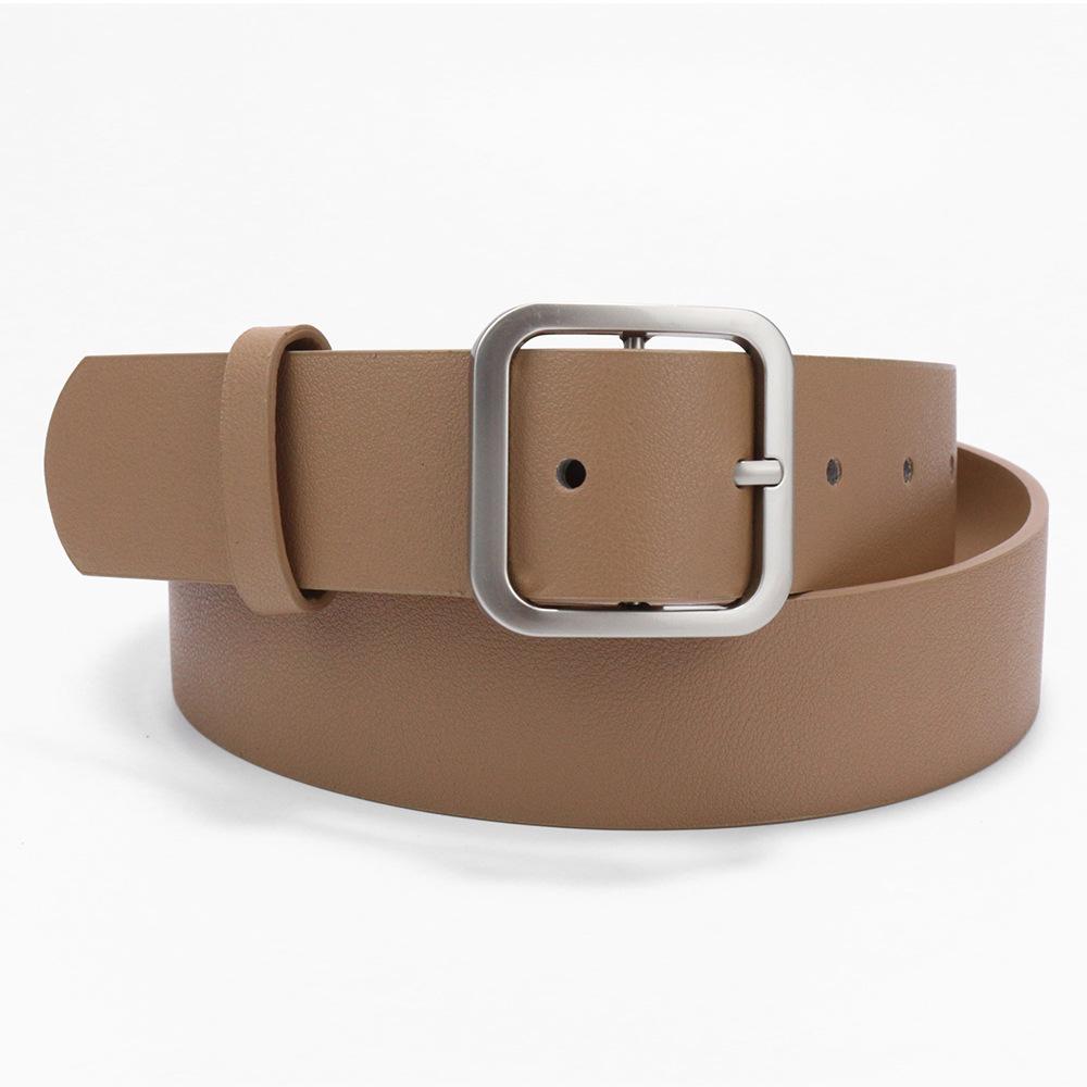 Pu Belt Women'S Simple Jeans With Square Button Head Student Popular Retro Women'S Belt