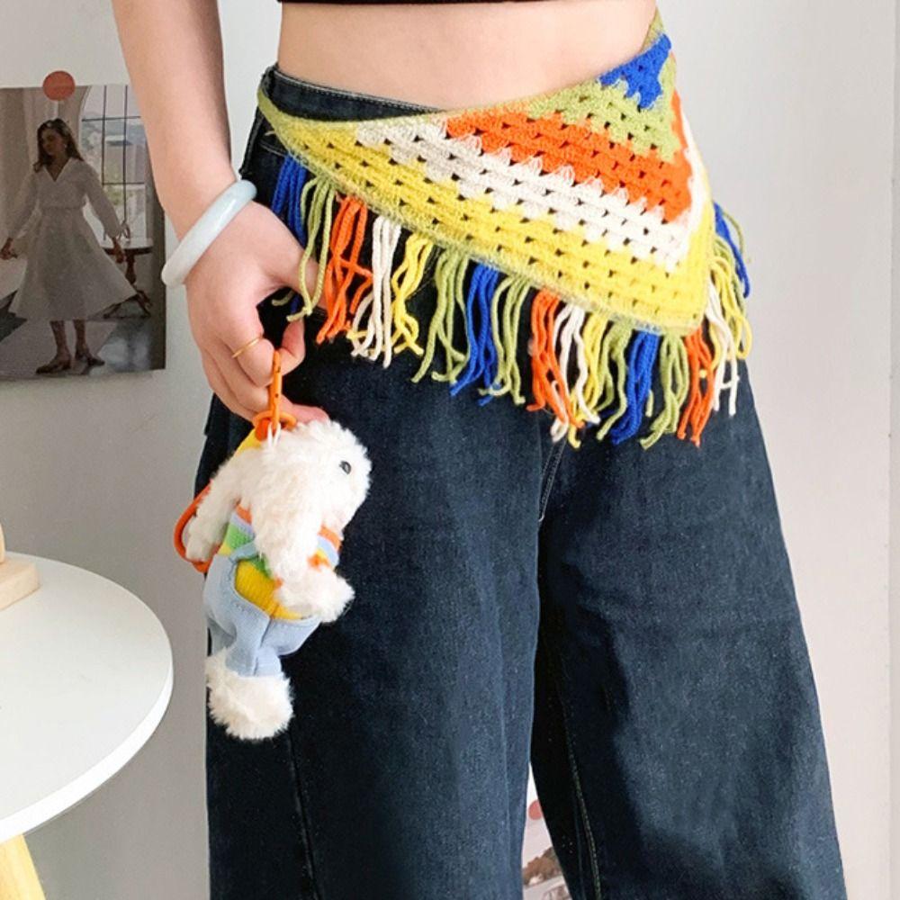 Cummerbund Ethnic Style Waist Band Bohemian Turban Hip Scarf Knitted Triangle Headscarf Streetwear