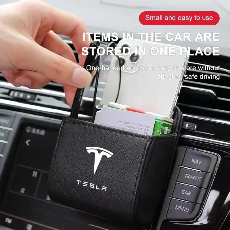Car Sticker 2025 New Tesla Car Storage Box Air Vent Dashboard Tidy Hanging Organizer Box For Tesla Model 3 S X Y Style Roadster 