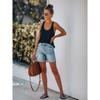 Magic Queen Export Summer Amazon Fashion Street Curling Ripped Straight Women's Denim Shorts Shorts