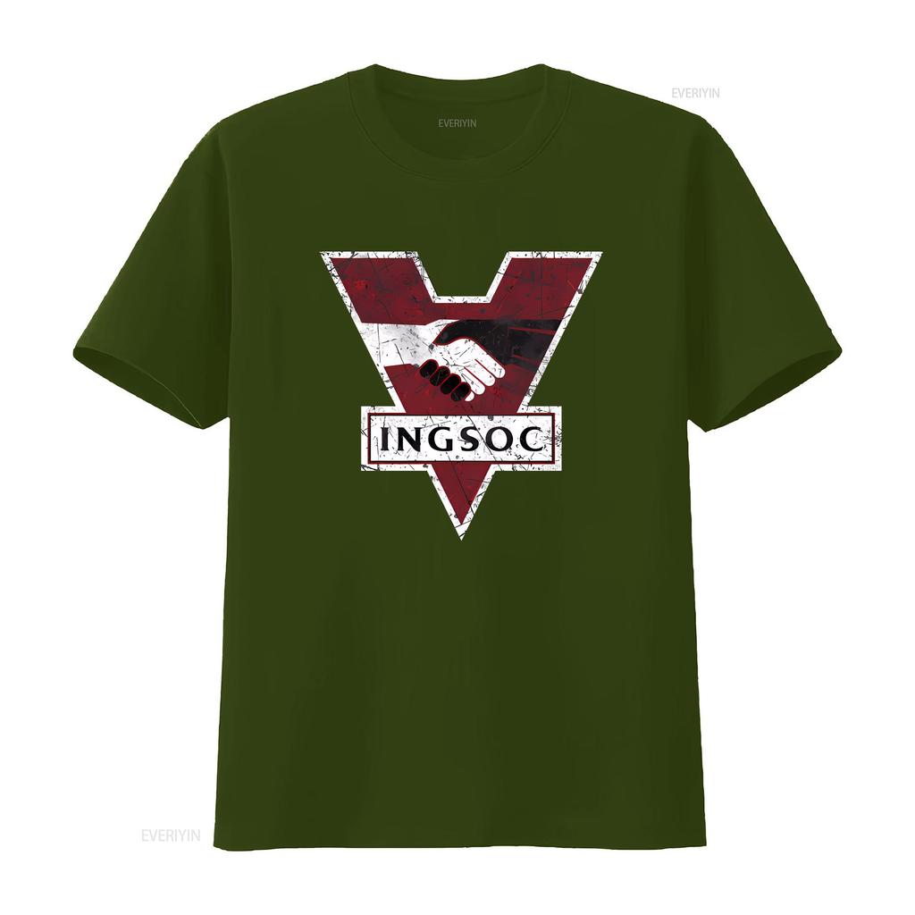 1984 George Orwell INGSOC T shirt vintage Washed designer clothes Soft streetwear Top For Everyday Wear graphic Versatile homme