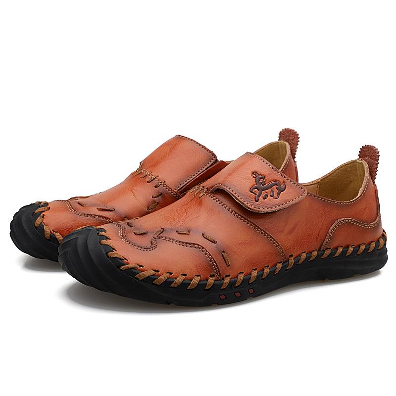 Fashion Men's Hand Stitched Genuine Leather Slip On Shoes Business Formal Occasion Wedding Party Footwear Leisure Official Board-Shoes50