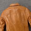 Natural Oil Waxed Cow Leather Jacket For Men Biker Clothes Yellow Soft Genuine Cowhide Coat Autumn