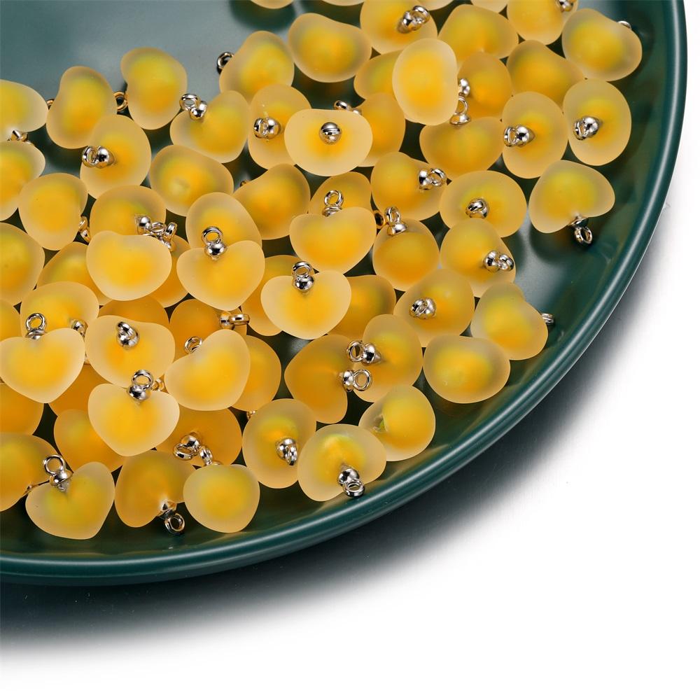 10pcs/lot Resin Frosted Multicolor Heart Charms For Handmade Bracelet Earrings Necklace Pendant DIY Jewelry Making Supplies