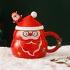 Weihnachts-Keramiktasse mit Deckel und Löffel 480ml Großes Fassungsvermögen Kaffee-Tee-Tasse
