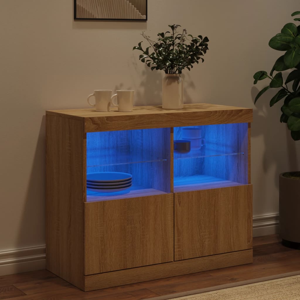 Vidaxl Szafka Z Oświetleniem Led, Dąb Sonoma, 81X37X67 Cm