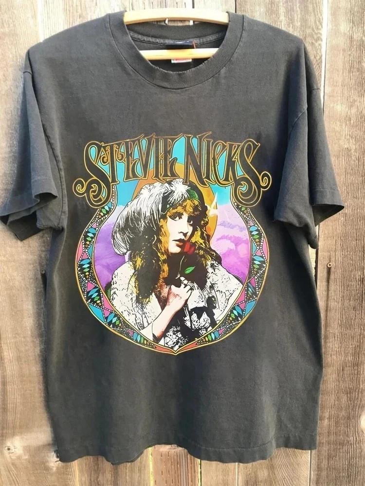 

Художественная футболка Стиви Никс, Винтажная футболка Стиви Никс для тура, Угольная унисекс футболка XL